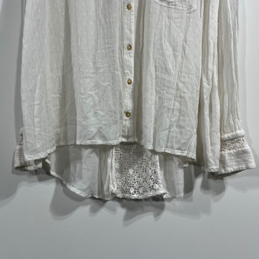 Free People Crochet Lace Renfair Button Down Top Womens Medium Ethereal Boho - Picture 5 of 13